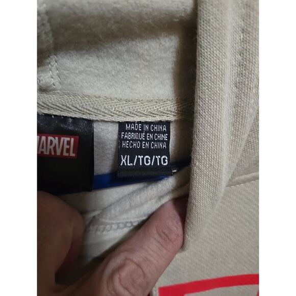 Men's Marvel Hoodie Sweatshirt Size XL Light Beige NEW - Picture 4 of 14